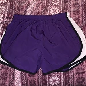 purple running shorts